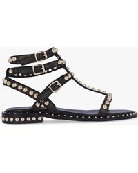 Daniel - Eternal Black Leather Studded Gladiator Sandals - Lyst