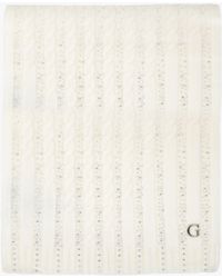 Guess - Cream Knitted G Logo Diamante Scarf - Lyst