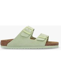 Birkenstock - Arizona Faded Lime Suede Two Bar Mules - Lyst