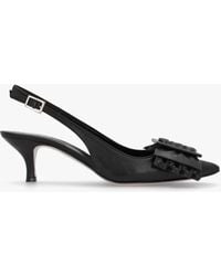 Daniel - Galina Black Leather Raffia Bow Heeled Sling Backs - Lyst
