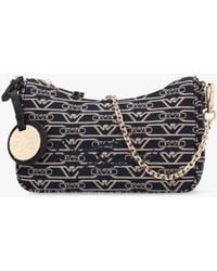 Emporio Armani - Canvas Jacquard Denim Baguette Bag - Lyst