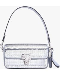 COACH - Studio Silver Sequin Baguette Bag - Lyst
