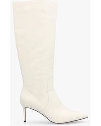 Daniel - Saffia Cream Leather Slim Heel Knee Boots - Lyst