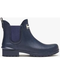 Barbour - Wilton Navy Rubber Welly Boots - Lyst