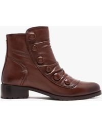 Moda In Pelle - Bronwen Brown Leather Rouched Ankle Boots - Lyst