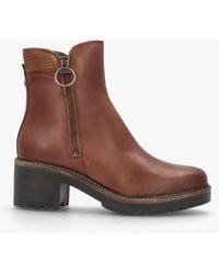 Barbour - Dahlia Chestnut Leather Block Heel Ankle Boots - Lyst