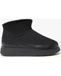 Fitflop - Gen-ff All Black Ultra Mini Double-faced Shearling Ankle Boots - Lyst