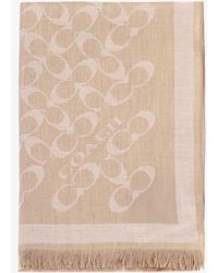 COACH - Bias Signature C Camel Wool Mix Oblong Scarf - Lyst