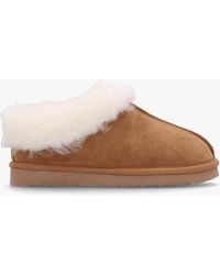 Daniel - Somolly Tan Suede Shearling Slippers - Lyst