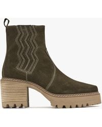 Alpe - Airedale Khaki Suede Platform Heeled Boots - Lyst