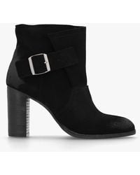 Daniel - Giddy Black Suede Buckle Block Heeled Ankle Boots - Lyst