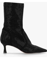 Daniel - April Black Crystal Embellished Kitten Heel Ankle Boots - Lyst