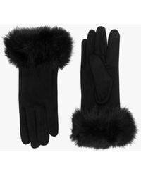 Daniel - Furry Suedette Faux Fur Trim Gloves - Lyst