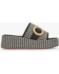 Daniel - Jono Monogram Woven Raffia Flatform Mules - Lyst