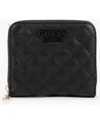Guess Small Rue Rose Black Zip Around Wallet