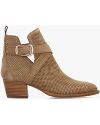 Alpe - Alara Taupe Suede Cross Strap Western Ankle Boots - Lyst