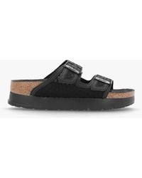 Birkenstock - Arizona Pap French Piping Flex Platform Black Mules - Lyst