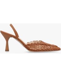Daniel - Tiffi Low Tan Leather Woven Sling Back Mid Heel Court Shoes - Lyst