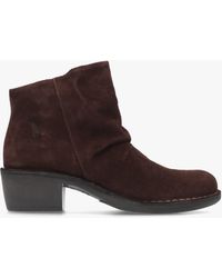 Fly London - Muke Ruched Block Heel Ankle Boots - Lyst