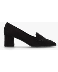 Luca Grossi - Black Suede Square Toe Block Heel Loafers - Lyst