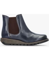 Fly London - Salv Blue Rug Leather Wedge Chelsea Boots - Lyst