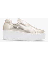 Daniel - Tred Gold Leather Laceless Flatform Trainers - Lyst