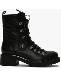 Daniel - Plip Black Leather Fleece Lined Biker Boots - Lyst