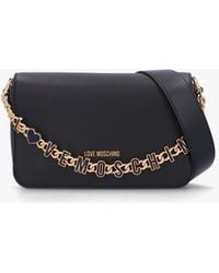 Love Moschino - Chain Logo Nero Flapover Cross-Body Bag - Lyst