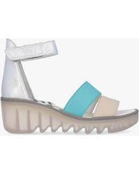 Fly London - Bono Cloud Tumbled Leather Low Wedge Sandals - Lyst