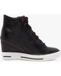 Moda In Pelle - Grainger Black Leather Wedge High Top Trainers - Lyst