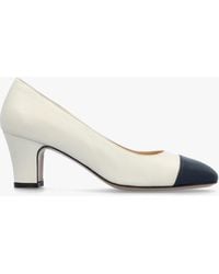 Daniel - Akuna Cream Leather Block Heel Court Shoes - Lyst