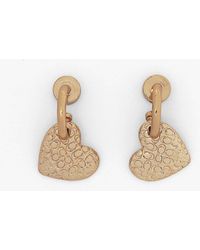 COACH - Textured C Logo Heart Drop Huggie Hoops - Lyst