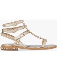 Daniel - Eternal Gold Leather Studded Gladiator Sandals - Lyst