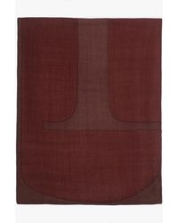 Ralph Lauren - Logo Jacquard Wool-Silk Burgundy Square Scarf - Lyst
