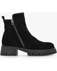 Daniel - Lagos Black Suede Chunky Low Block Heel Ankle Boots - Lyst