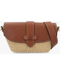 Ralph Lauren - Lynden Small Natural Lauren Tan Straw-Leather Shoulder Bag - Lyst