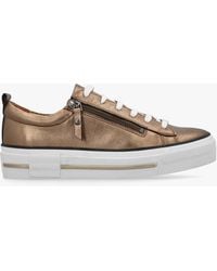 Moda In Pelle - Filician Gold Leather Side Zip Trainers - Lyst