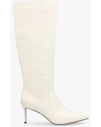 Daniel - Saffia Cream Leather Slim Heel Knee Boots - Lyst