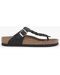 Birkenstock - Gizeh Braided Regular Black Oiled Leather Toe Post Sandals - Lyst