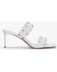 Daniel - Equal White Leather Two Bar Studded Heel Mules - Lyst