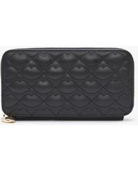 Lulu Guinness - Tansy Lip Quilted Black Leather Wallet - Lyst