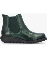 Fly London - Salv Petrol Rug Leather Wedge Chelsea Boots - Lyst