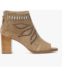 Alpe - Albany Taupe Suede Perforated Block Heel Shoe Boots - Lyst