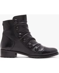 Moda In Pelle - Bronwen Black Leather Rouched Ankle Boots - Lyst