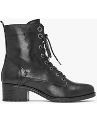 Moda In Pelle - Bezzie Black Leather Block Heel Ankle Boots - Lyst