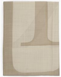 Ralph Lauren - Logo Jacquard Wool-Silk Taupe Square Scarf - Lyst