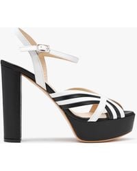 Daniel - Avery Black & White Leather Platform Heeled Sandals - Lyst