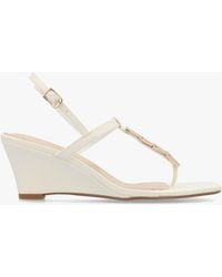 Daniel - Yoko Cream Trim Toe Post Mid Wedge Sandals - Lyst