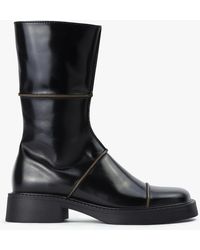 Miista - Dahlia Black Leather Square Toe Boots - Lyst