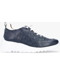 Wonders - Eleven Navy Leather Wedge Trainers - Lyst